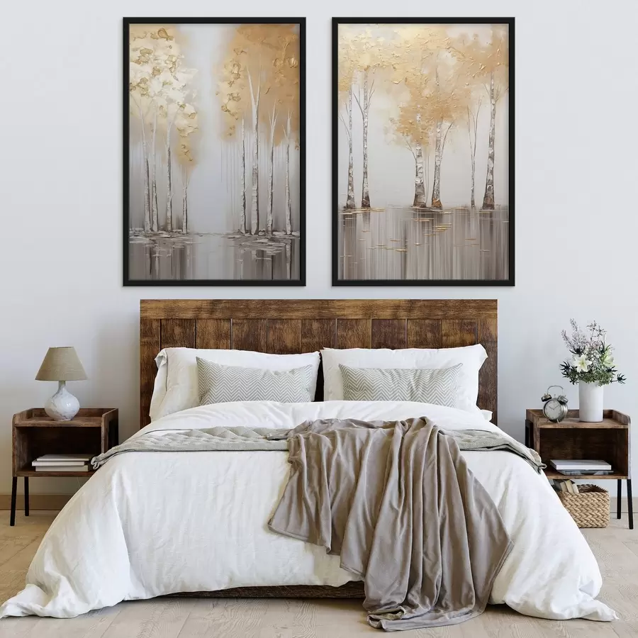 Fotobehang Bomen met een structuur en abstract gebladerte, moderne kunst d31043