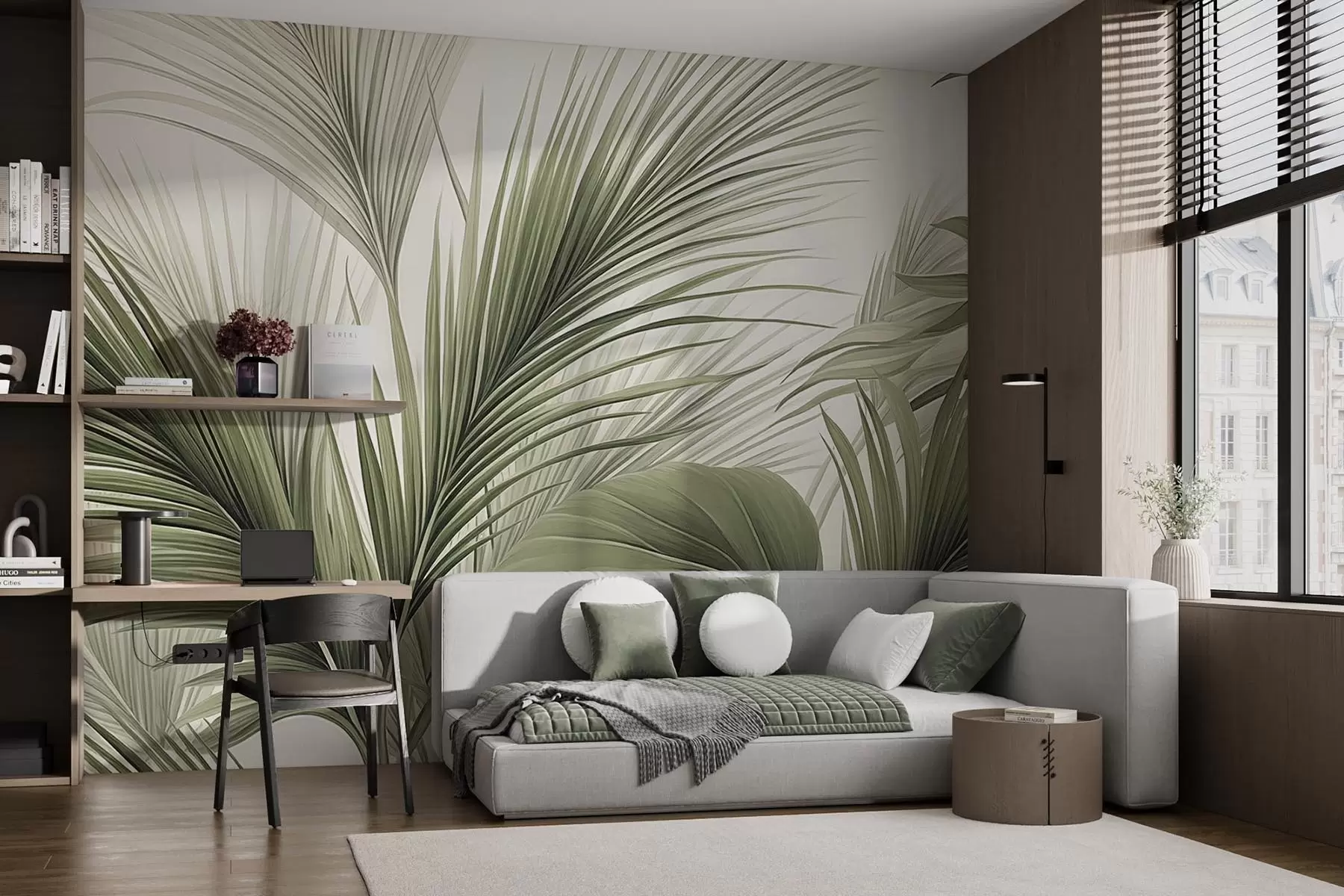 Fotobehang Palm in groen w09986