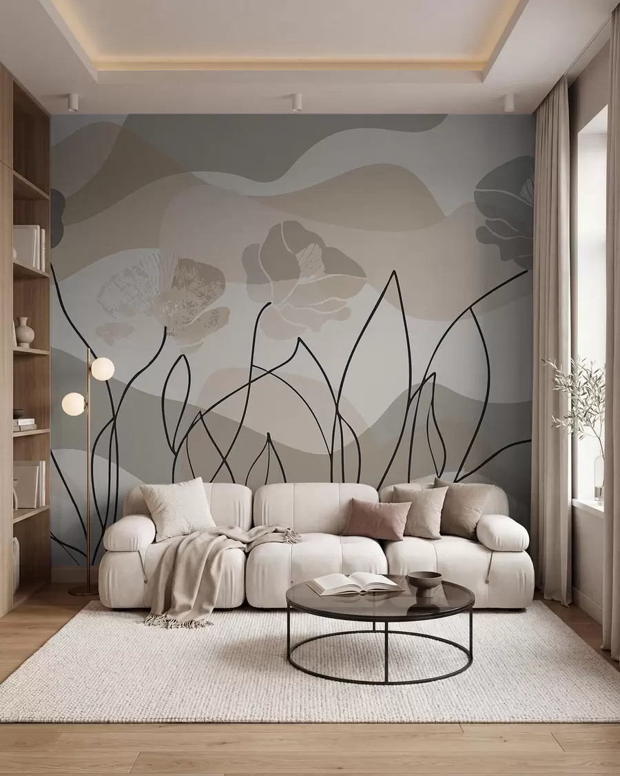 Fotobehang Bloemenschets w09989