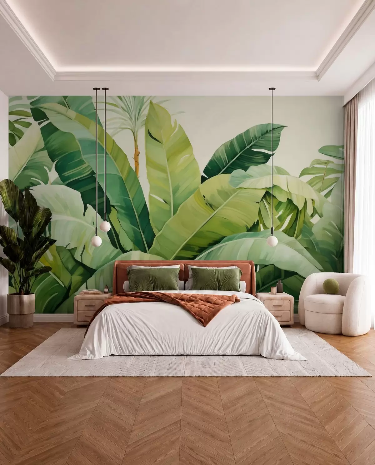 Fotobehang Bananenbladeren in groen w05975