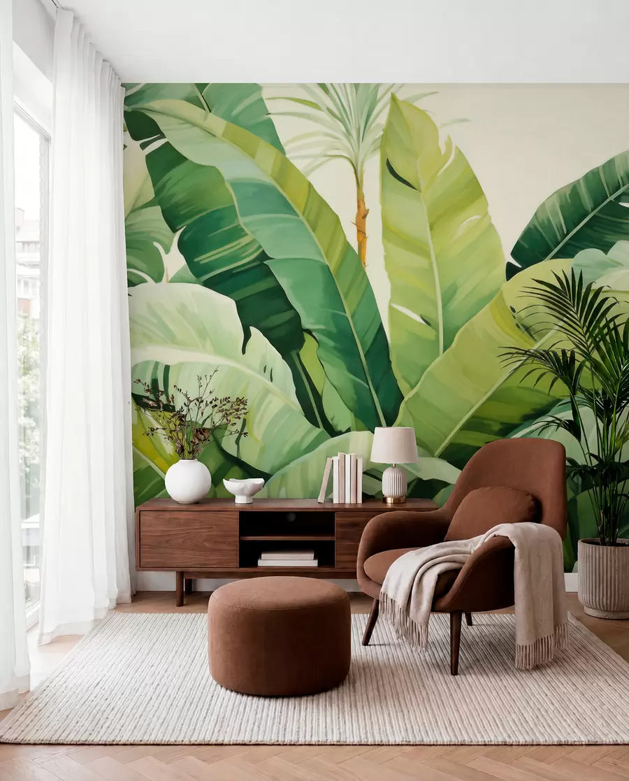 Fotobehang Bananenbladeren in groen w05975