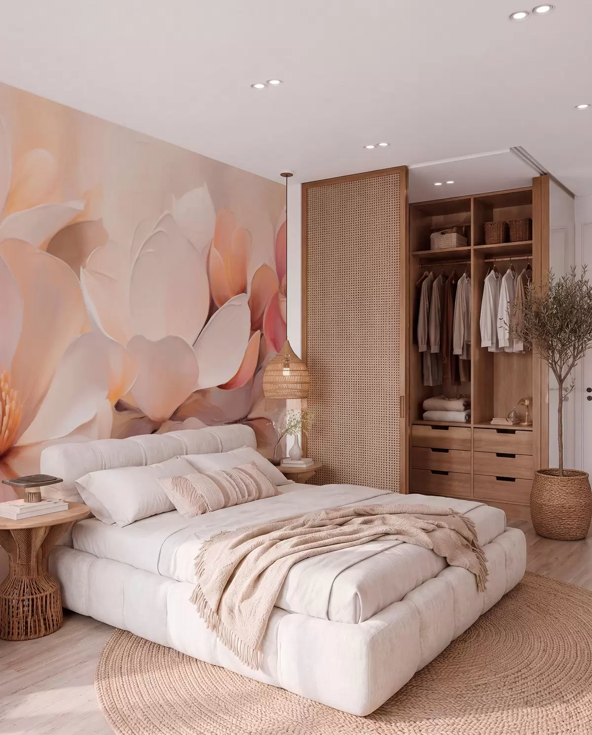 Fotobehang Perzikkleurige bloemen w05979