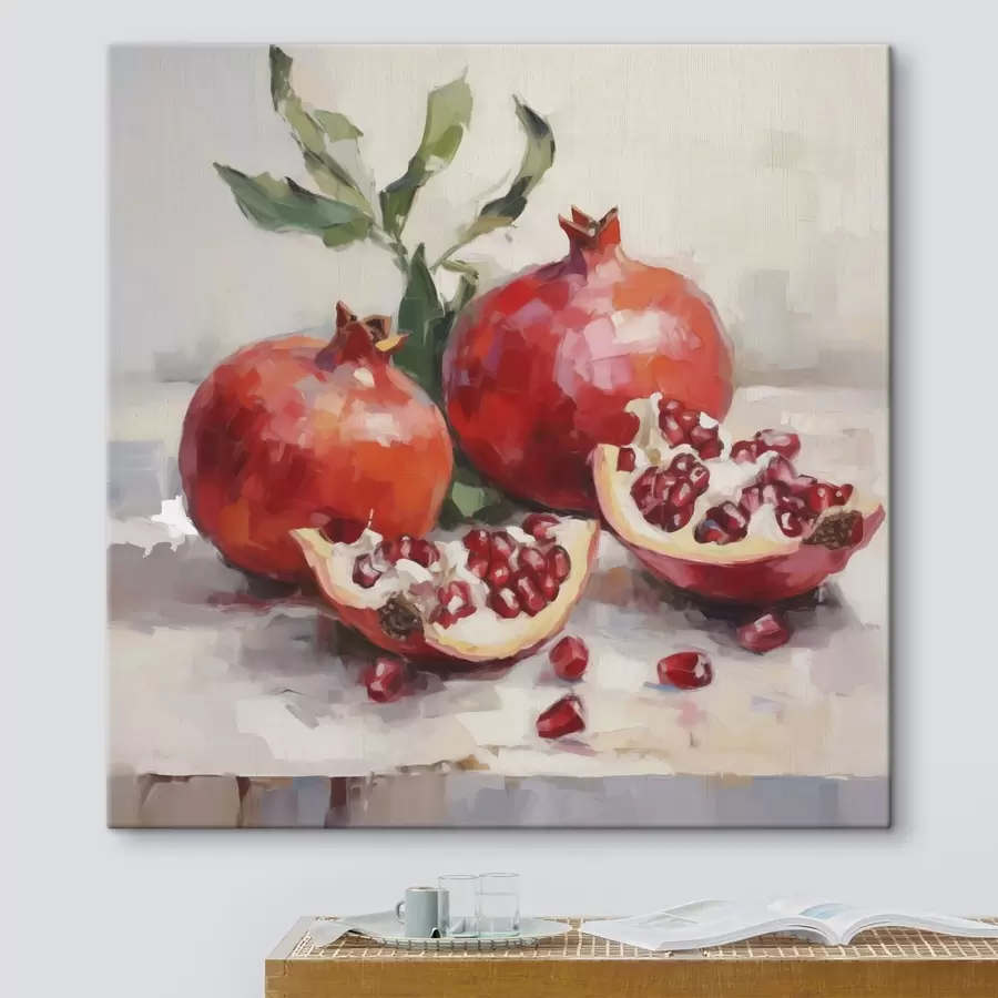  Schilderijen Granaatappels, schilderij in imitatietechniek s50982