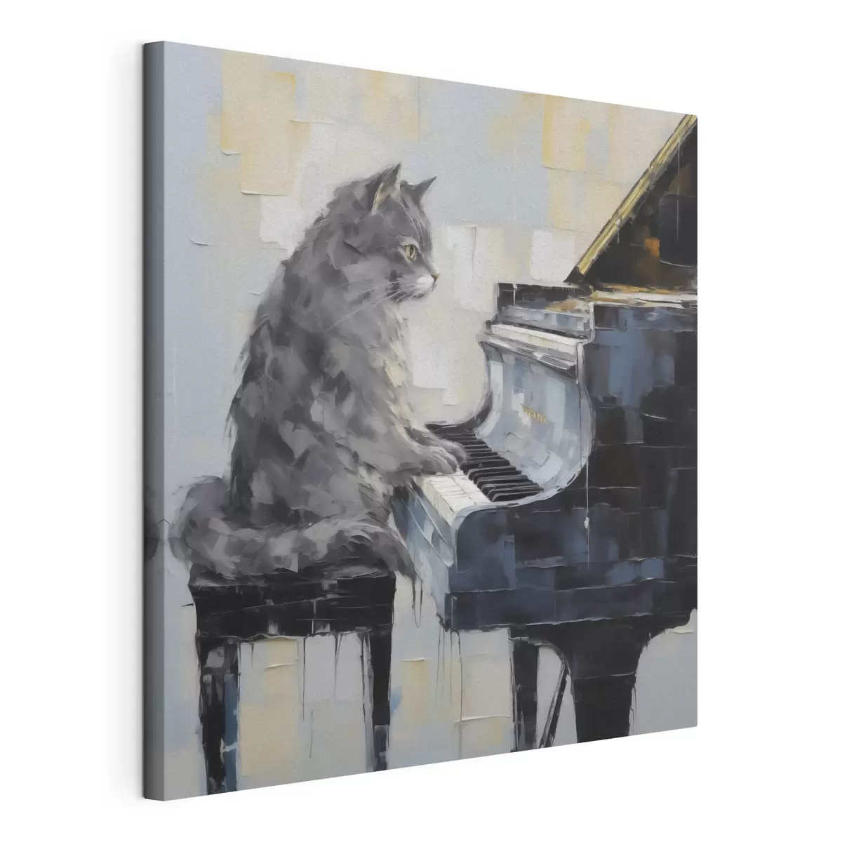  Schilderijen Kat die op de vleugel speelt, in imitatieschilderstijl s50989