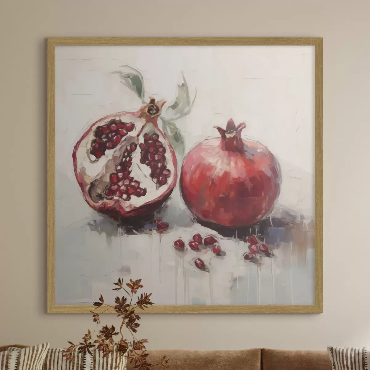 Poster Rijpe granaatappels, schilderij in imitatietechniek f50981