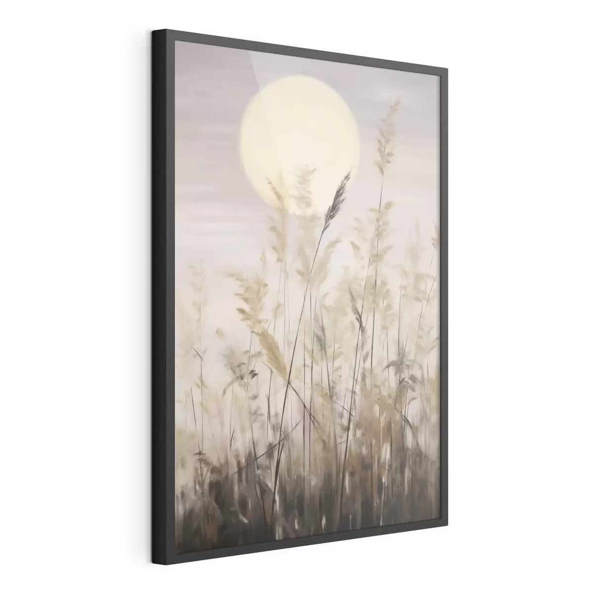 Poster Abstracte grassen tegen de achtergrond van de maan, een imitatie van een schilderij f50985