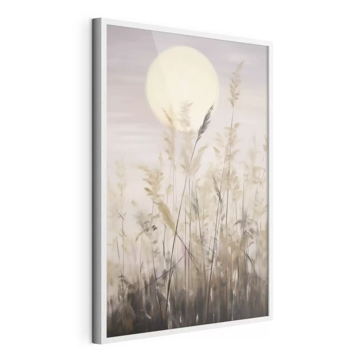 Poster Abstracte grassen tegen de achtergrond van de maan, een imitatie van een schilderij f50985