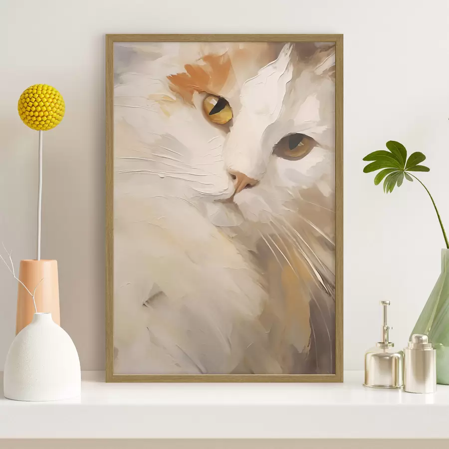 Fotobehang Kat, schilderij in imitatie f50987