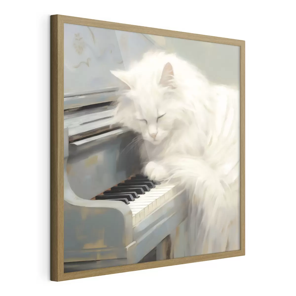Poster Kat die op pianotoetsen slaapt, schilderijreproductie f50990