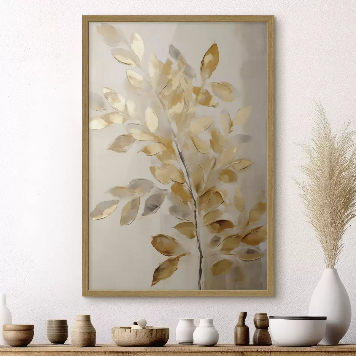 Poster Bladeren, imitatieschilderij f50993
