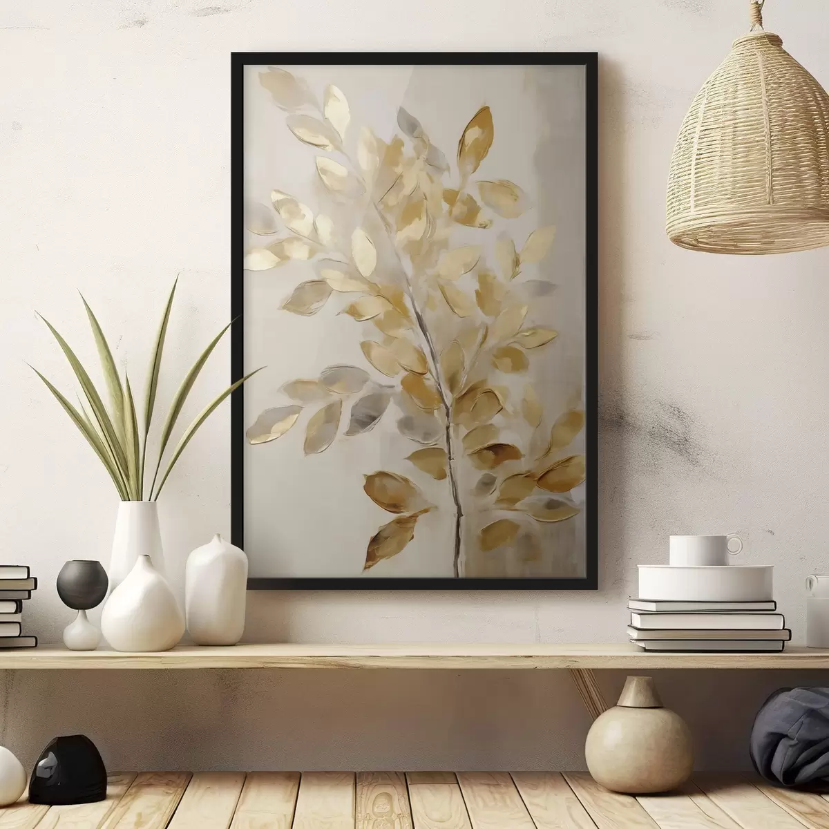 Poster Bladeren, imitatieschilderij f50993