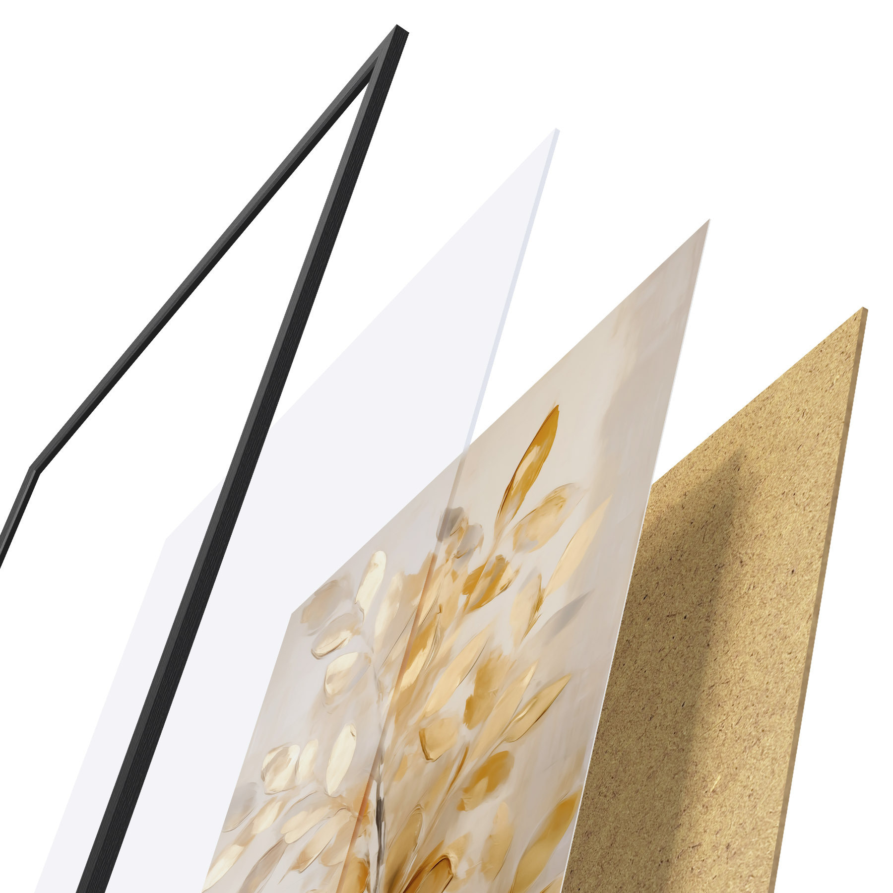 Poster Bladeren, imitatieschilderij f50993