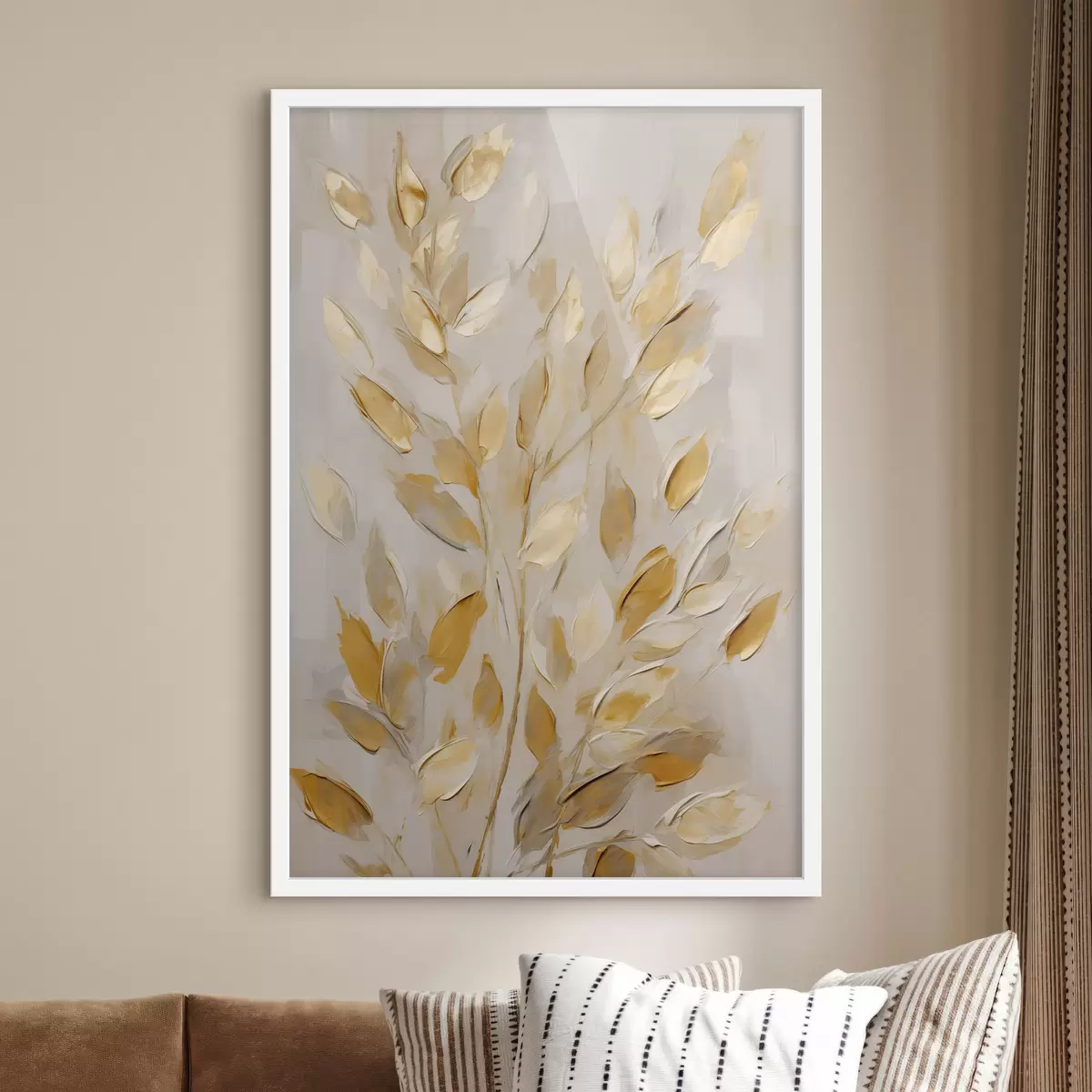 Poster Abstrakt bladwerk, imitatieschilderij f50994