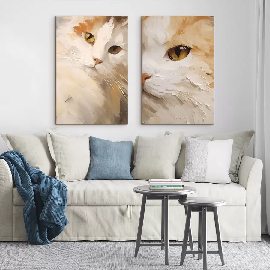 Fotobehang Kat, schilderij in imitatie m31063