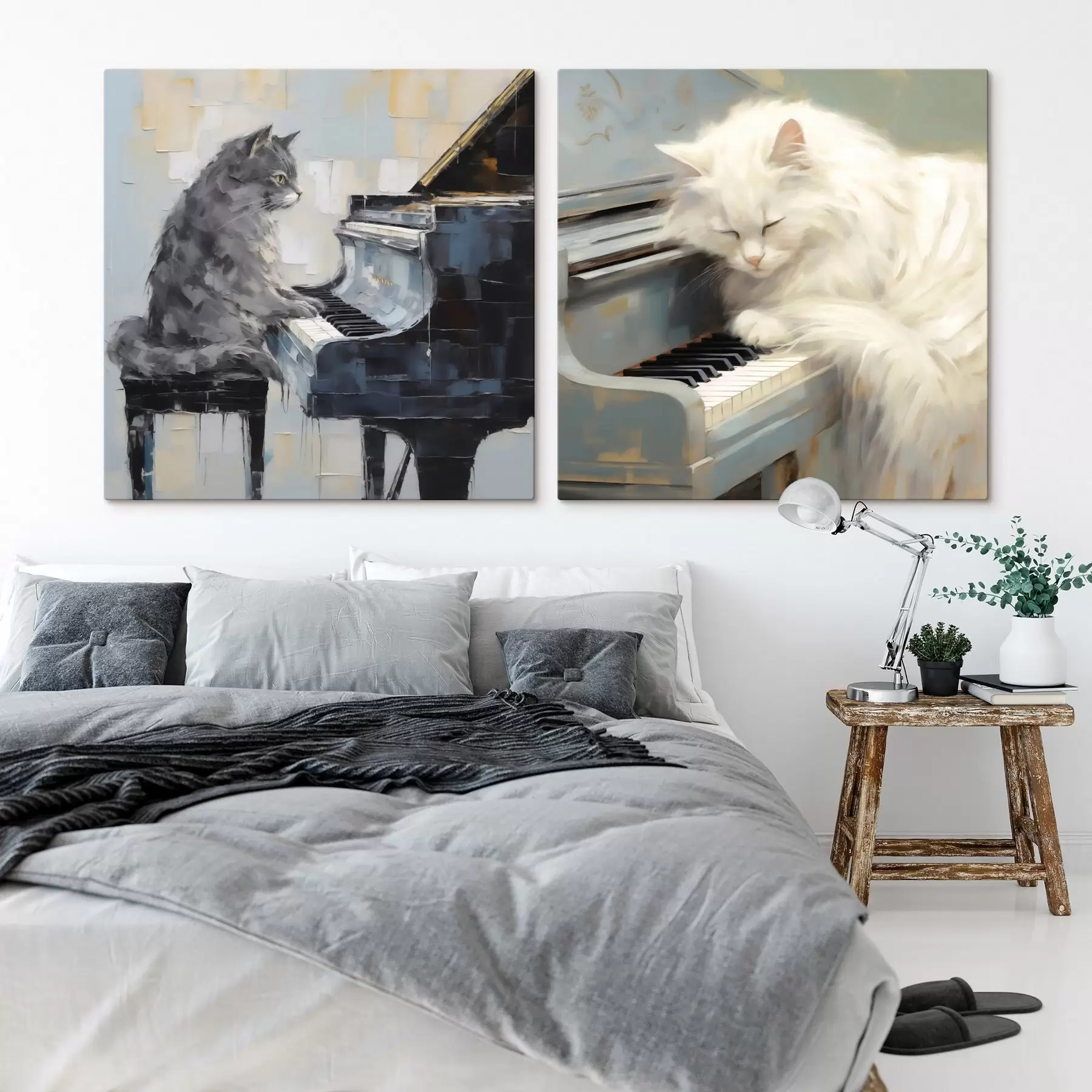  Schilderijen Kat en piano, imitatieschilderij m31064