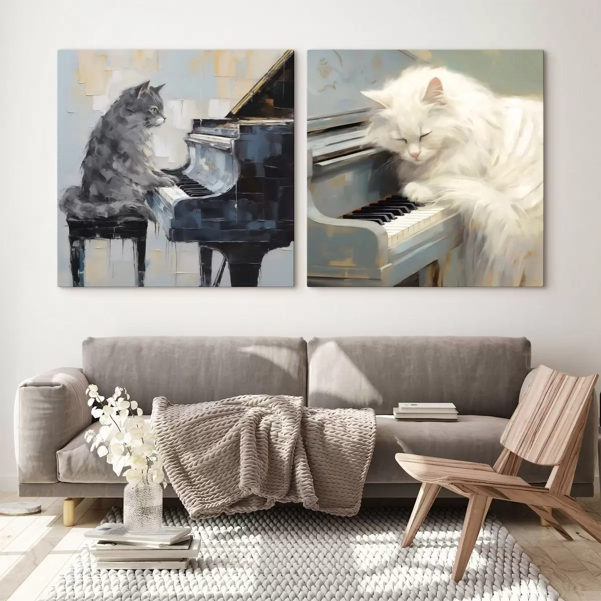  Schilderijen Kat en piano, imitatieschilderij m31064