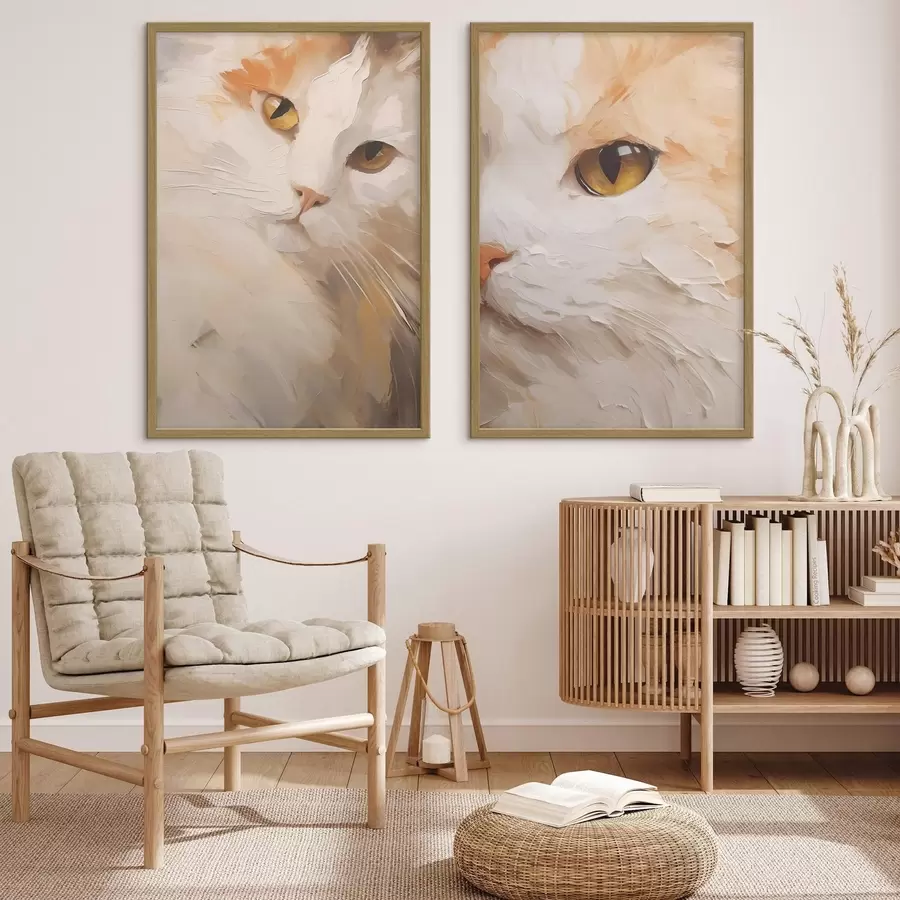 Fotobehang Kat, schilderij in imitatie d31063