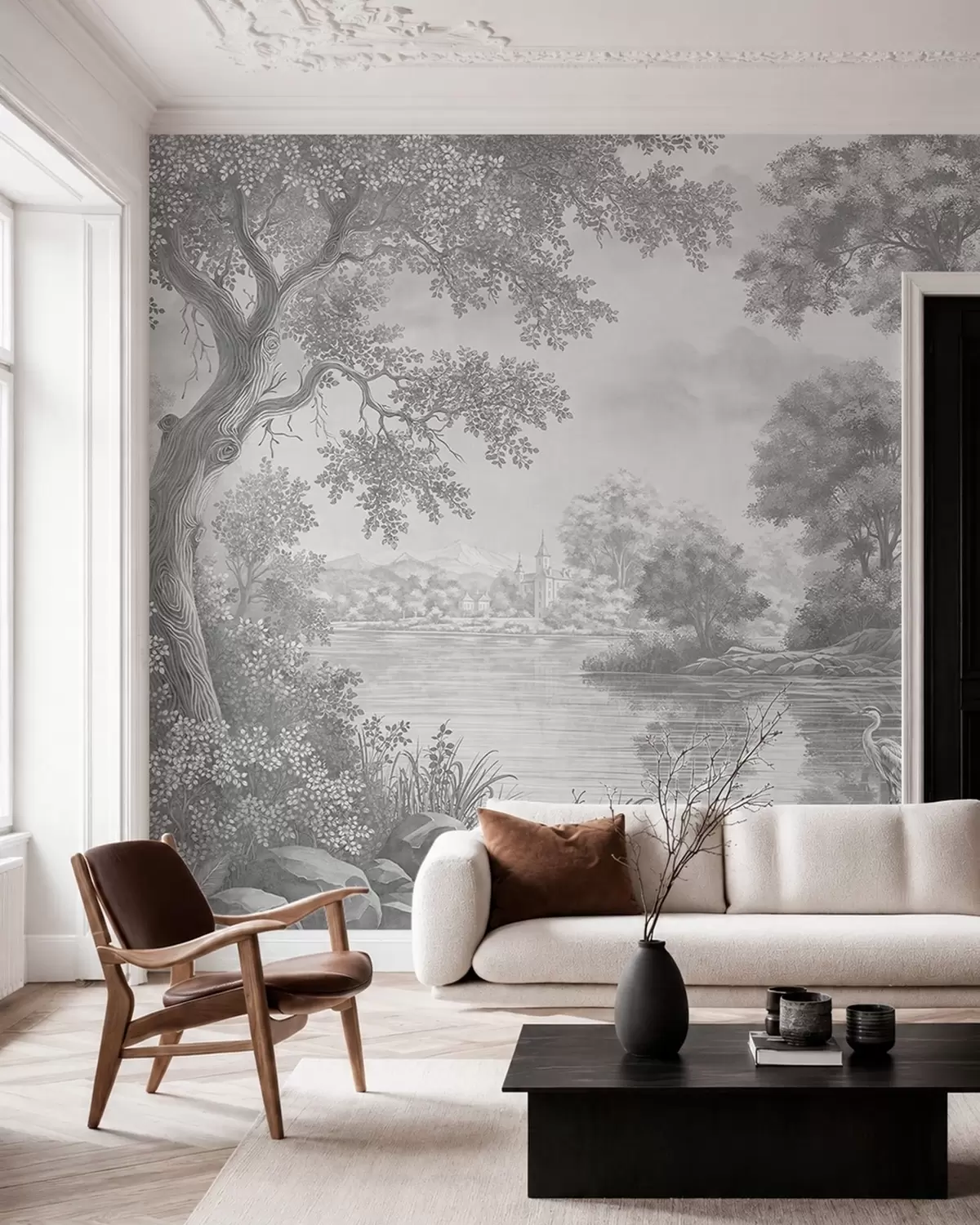 Fotobehang Reigerpauze · Grijs w05805v1