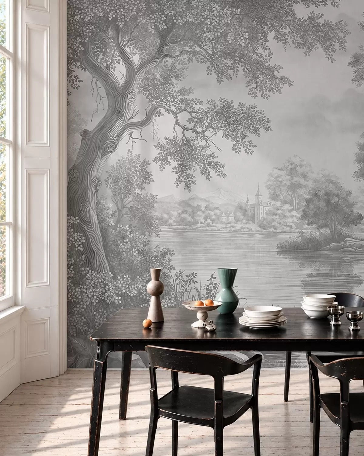 Fotobehang Reigerpauze · Grijs w05805v1