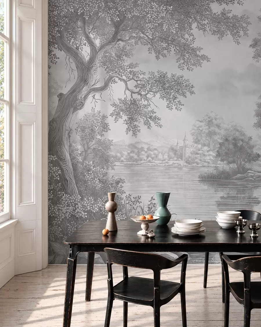 Fotobehang Reigerpauze · Grijs w05805v1