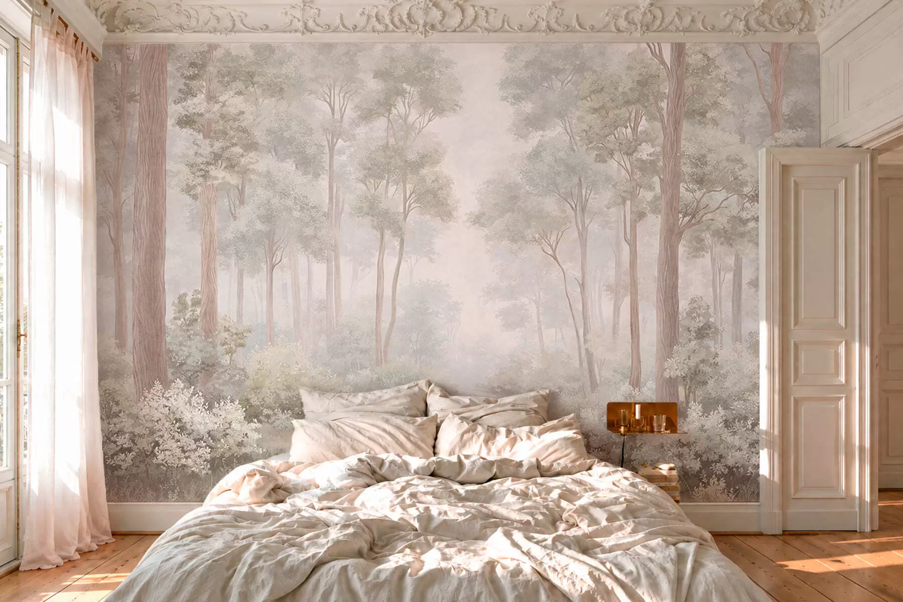 Fotobehang Bospad in pastel w05889