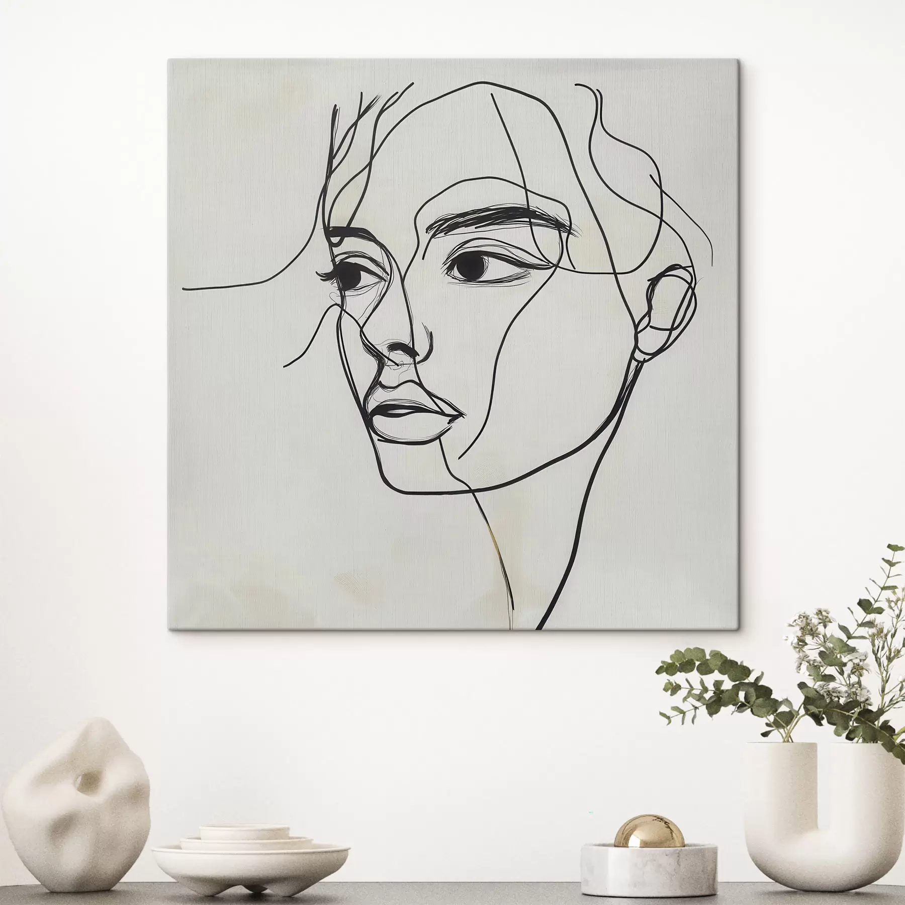  Schilderijen Lineair portret van een gezicht s51002