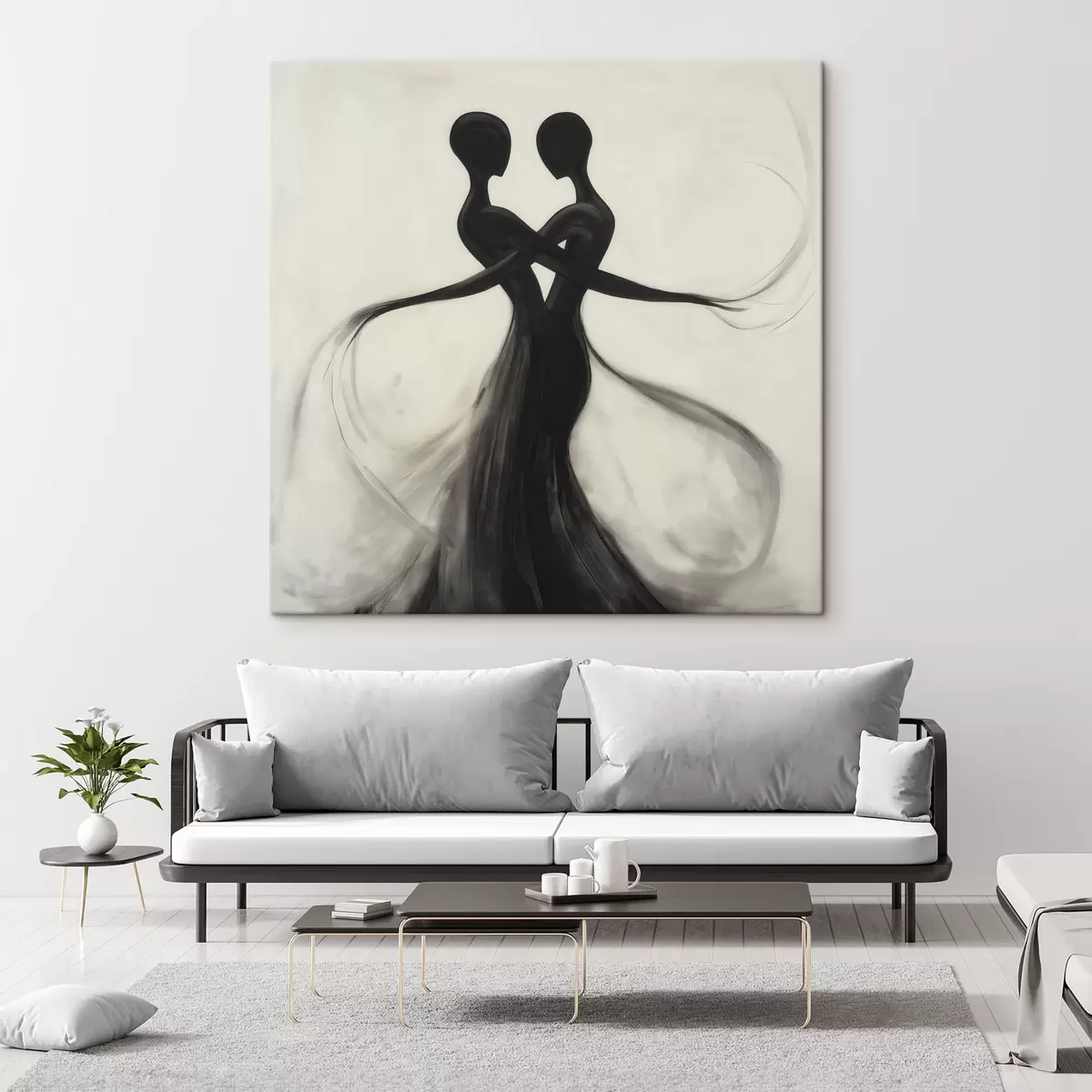  Schilderijen Abstracte, met elkaar verweven silhouetten s51005