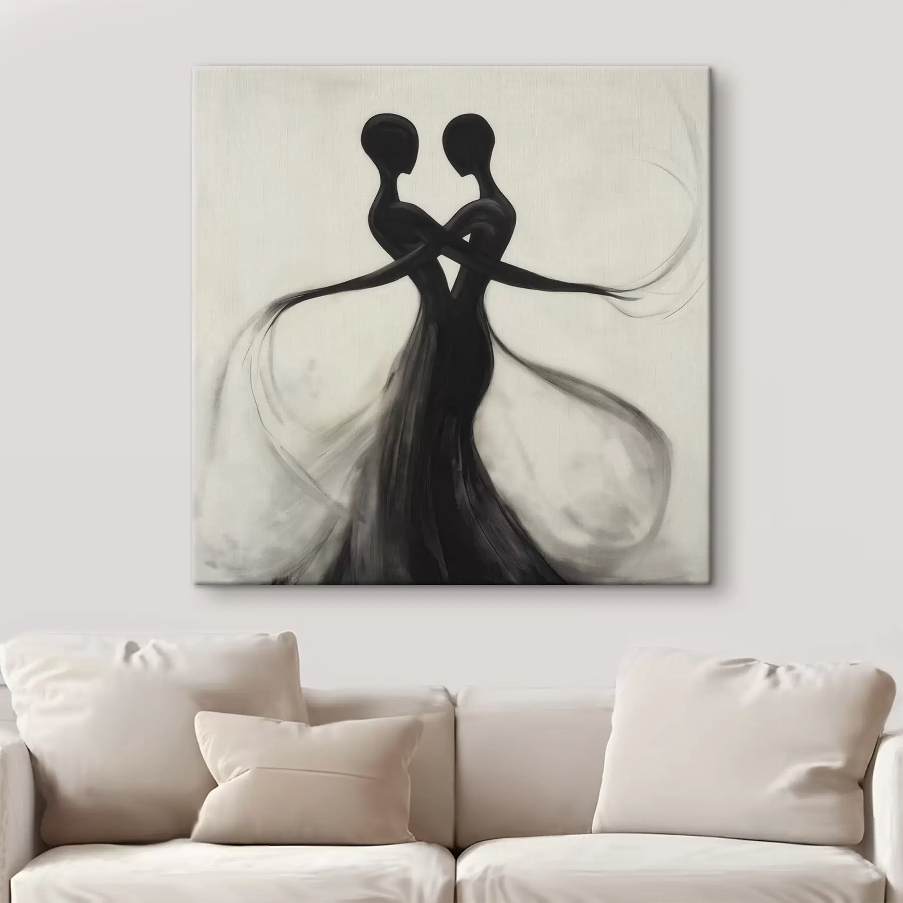  Schilderijen Abstracte, met elkaar verweven silhouetten s51005