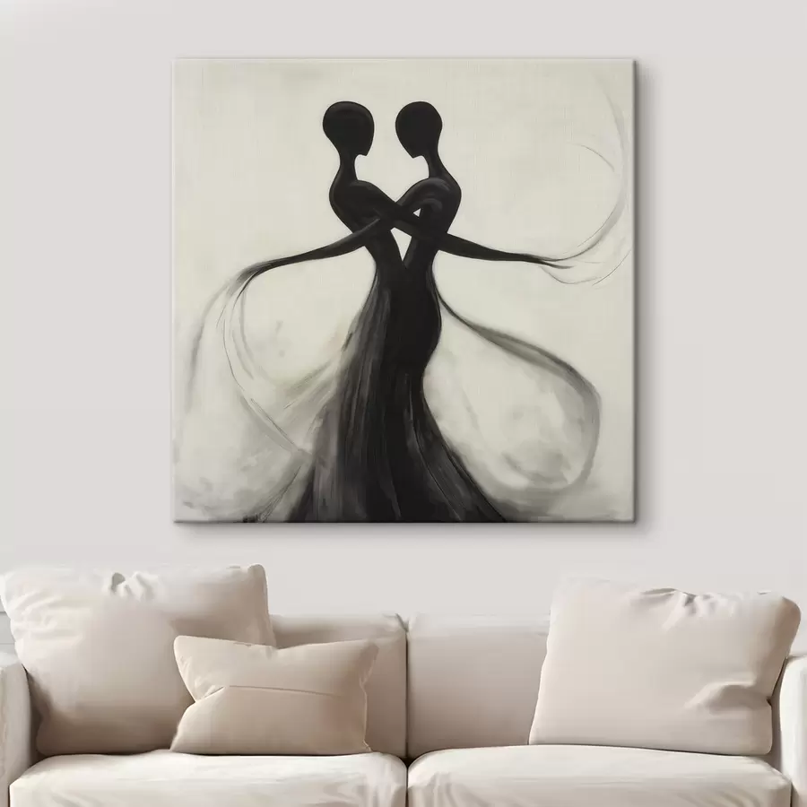  Schilderijen Abstracte, met elkaar verweven silhouetten s51005