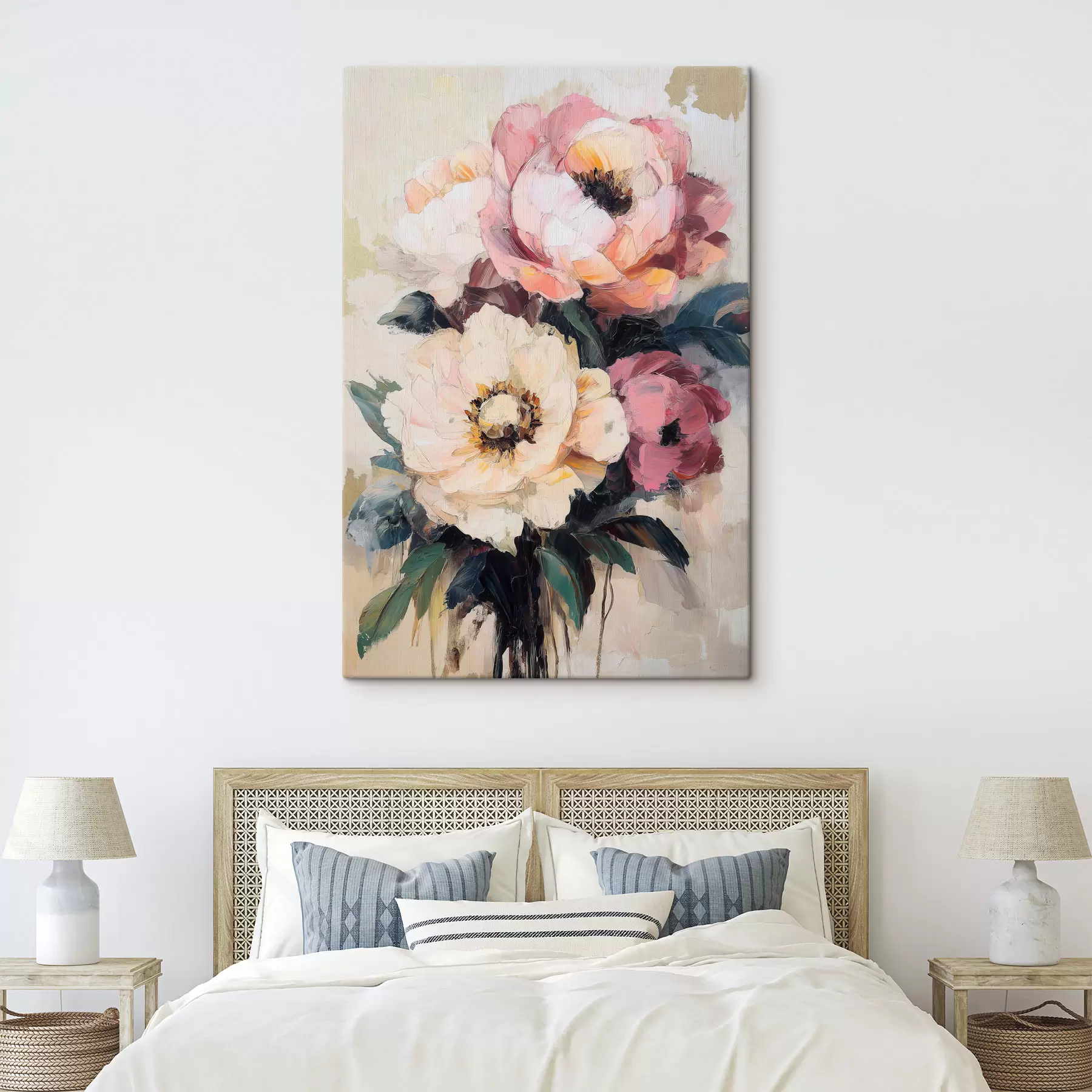  Schilderijen Roze en crèmekleurige pioenrozen s51007