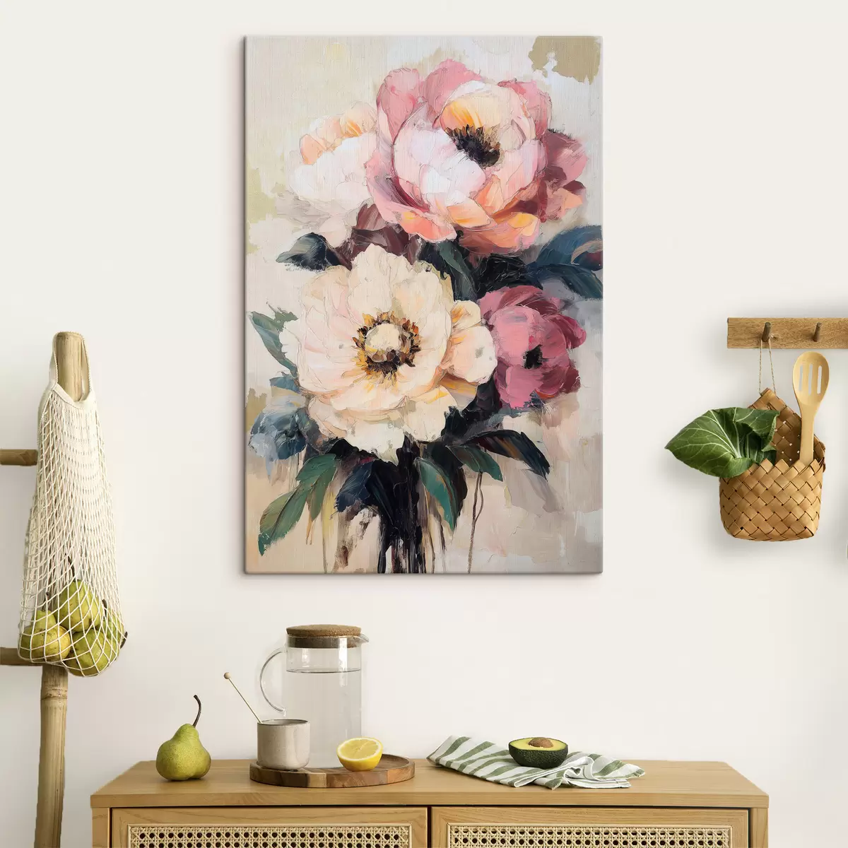  Schilderijen Roze en crèmekleurige pioenrozen s51007