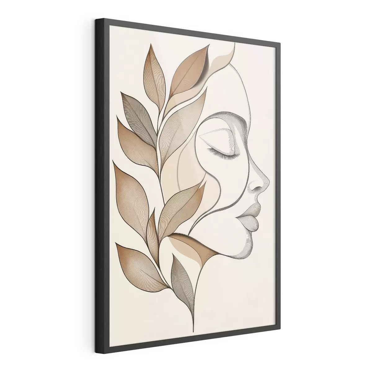 Poster Profiel van een vrouw met bladeren f50997