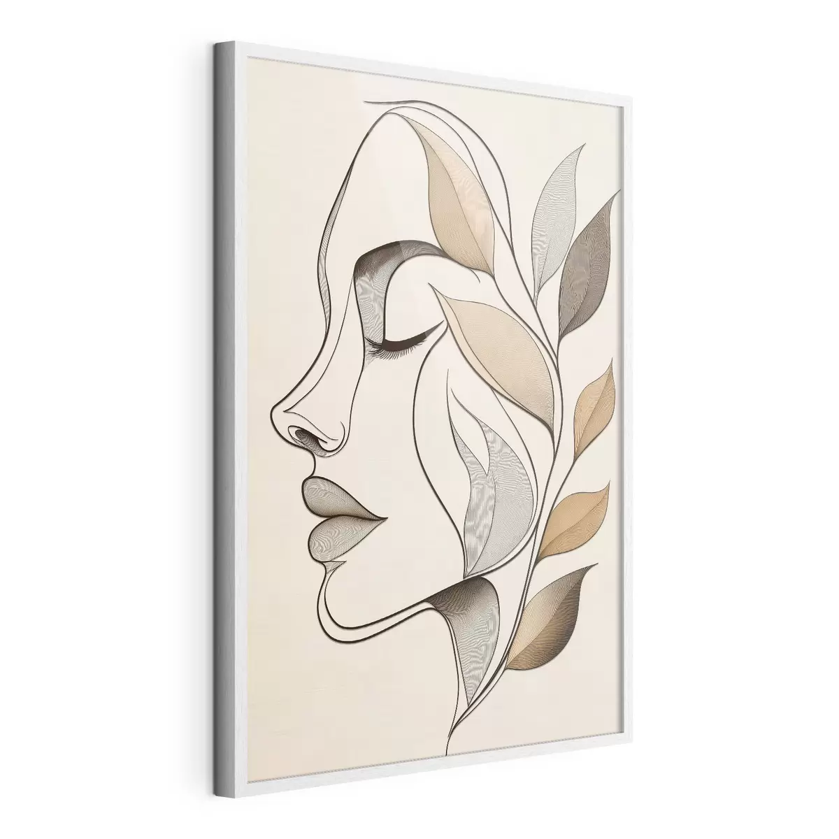Poster Profiel van een vrouw met bladeren f50998