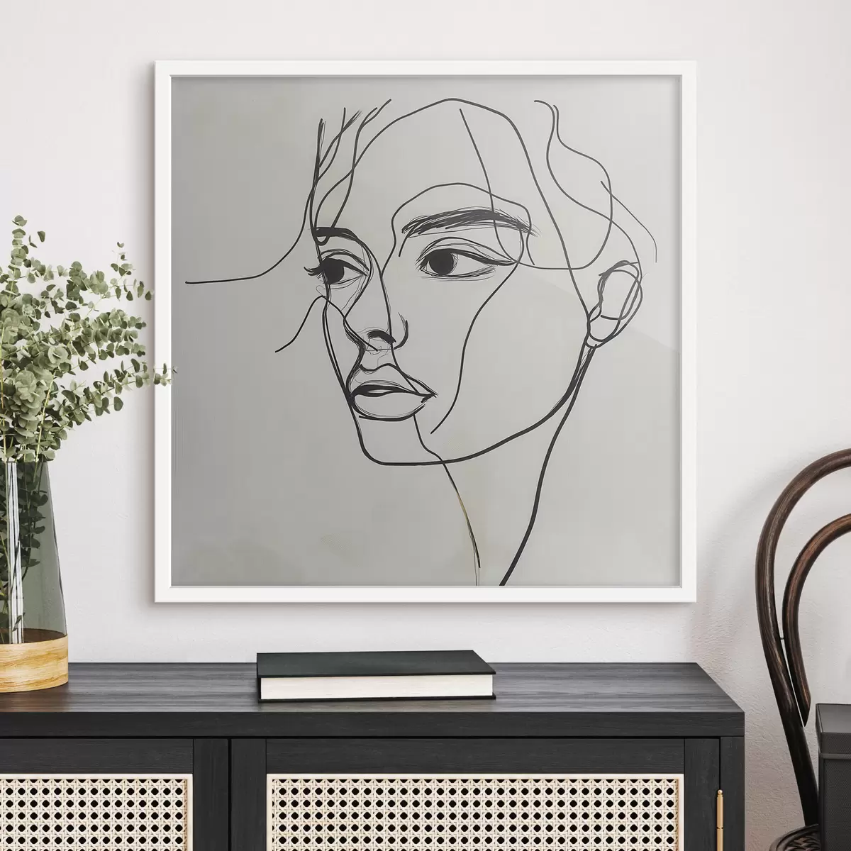 Poster Lineair portret van een gezicht f51002