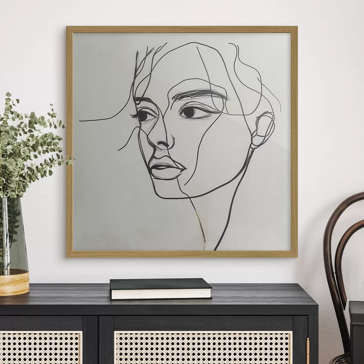 Poster Lineair portret van een gezicht f51002