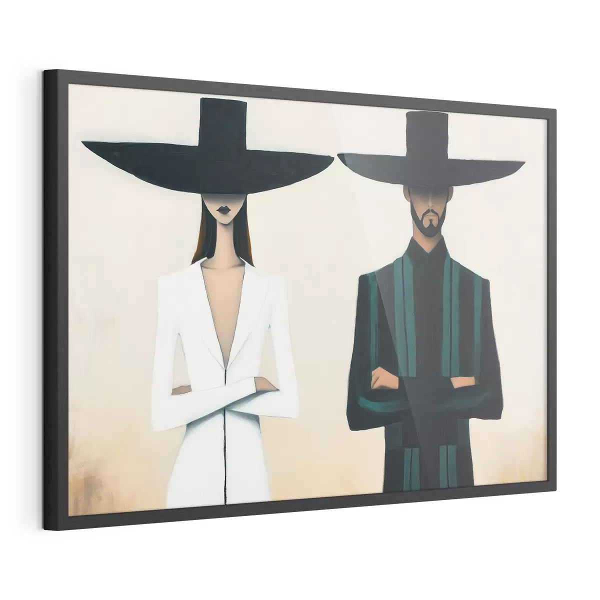 Poster Een stel met hoeden met brede randen f51003