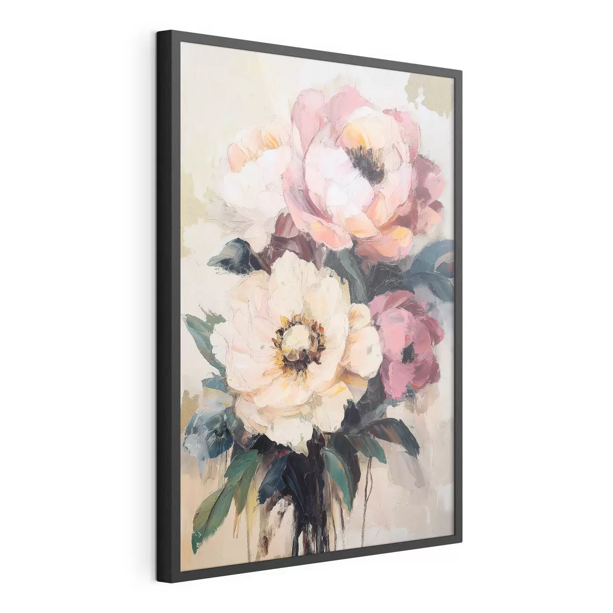 Poster Roze en crèmekleurige pioenrozen f51007