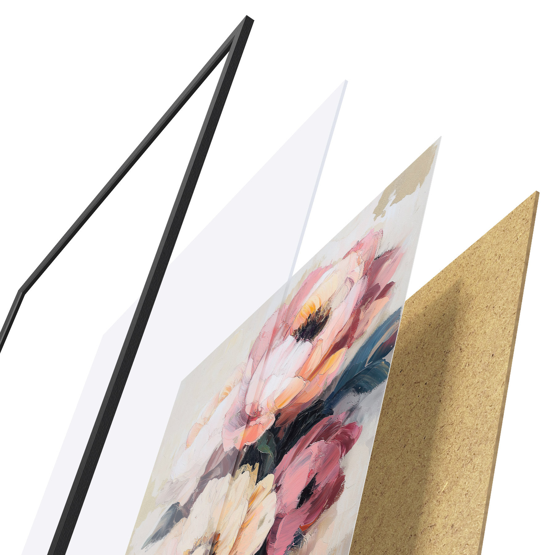 Poster Roze en crèmekleurige pioenrozen f51007