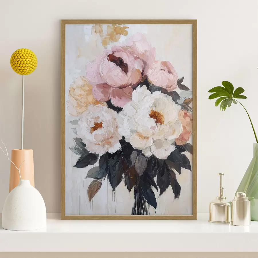 Fotobehang Boeket met roze en witte pioenrozen f51008