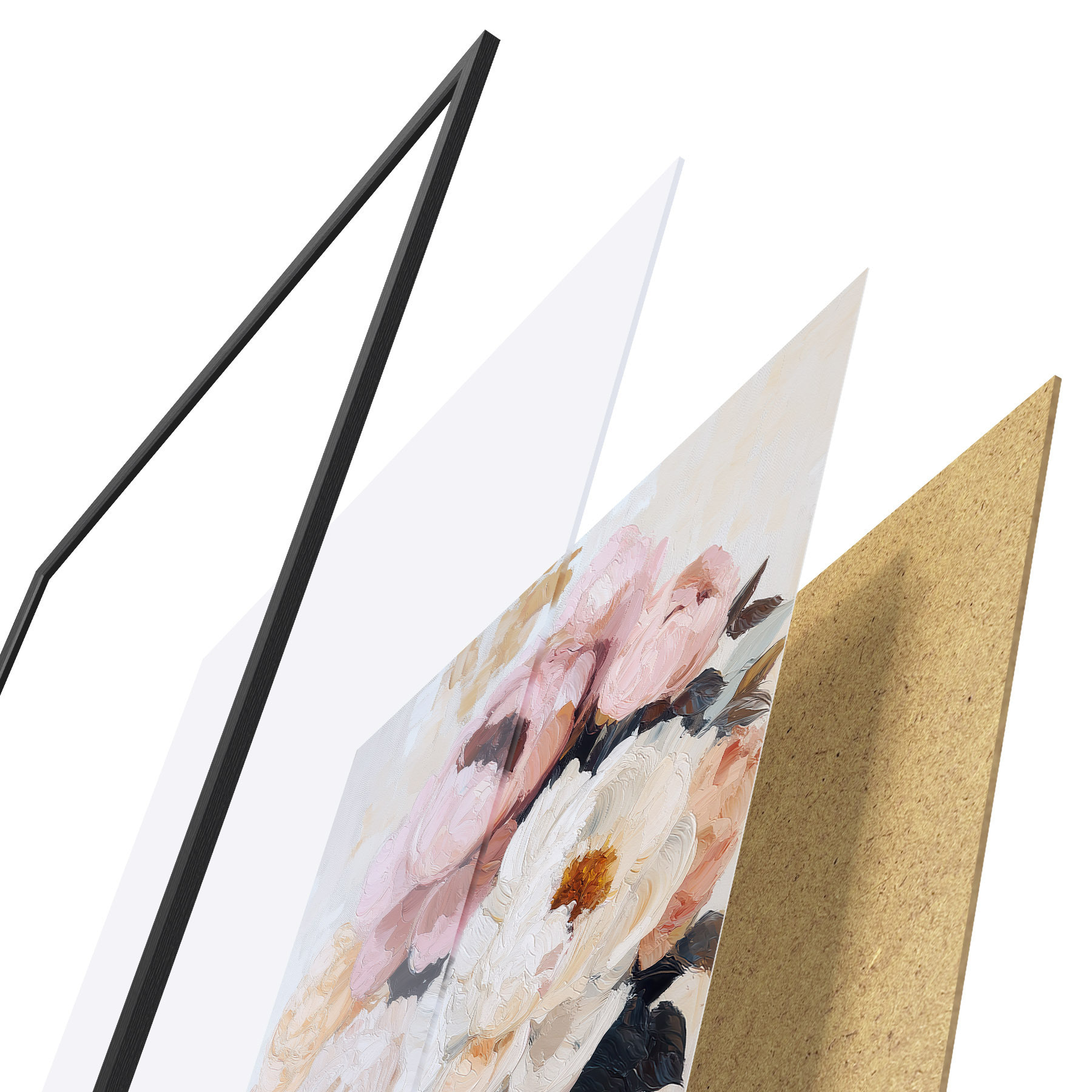 Poster Boeket met roze en witte pioenrozen f51008