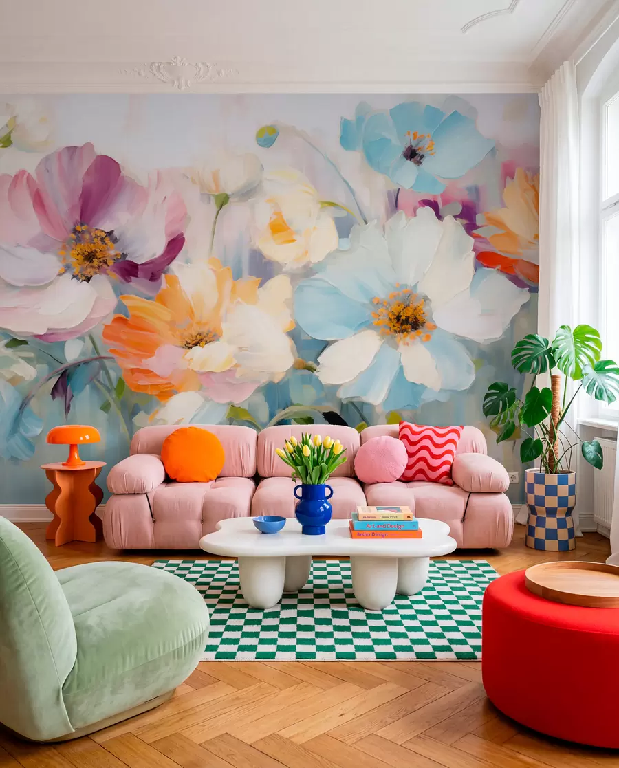 Fotobehang Bloemenveld w05827