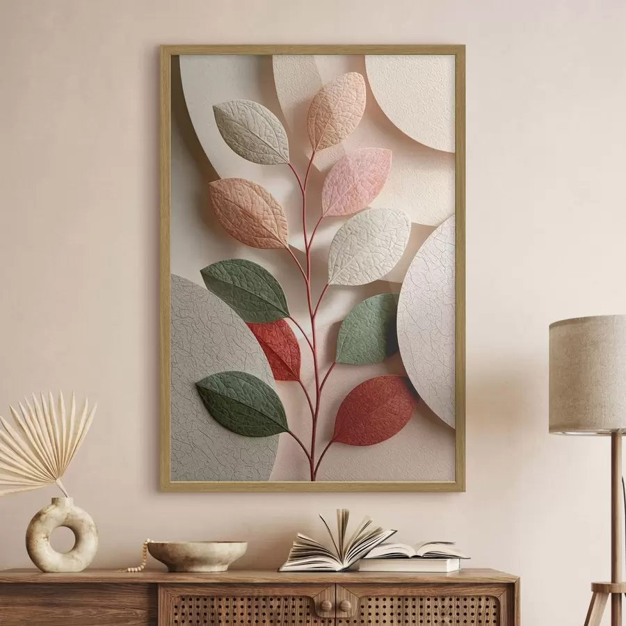 Fotobehang Botanische tak met geometrische vormen f50863