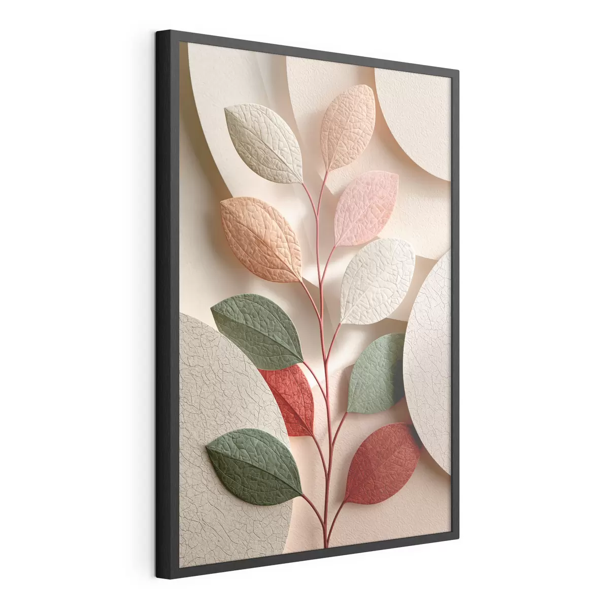 Poster Botanische tak met geometrische vormen f50863