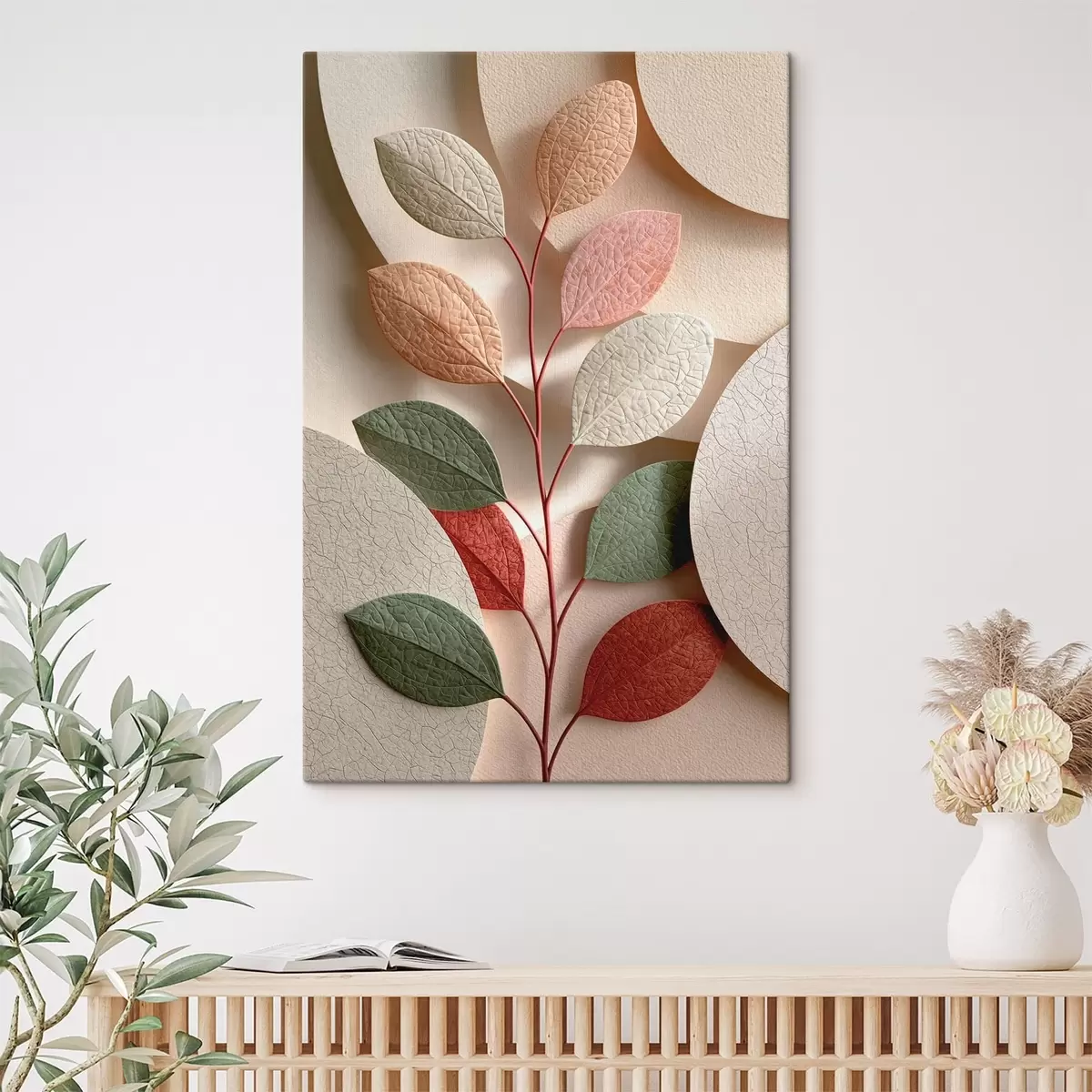  Schilderijen Botanische tak met geometrische vormen s50863