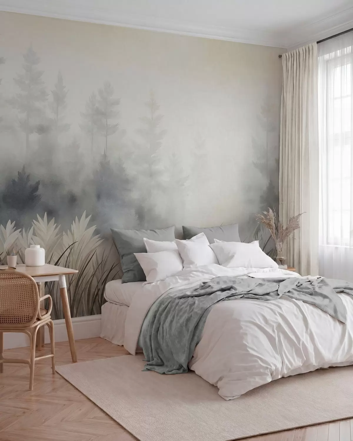 Fotobehang Bosstilte · Beige w10082