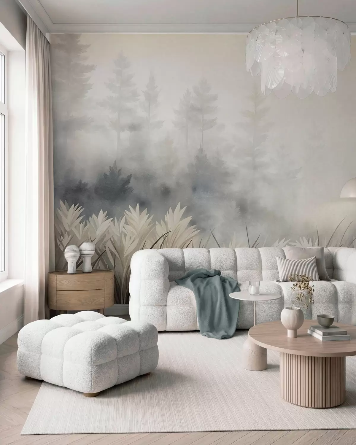 Fotobehang Bosstilte · Beige w10082
