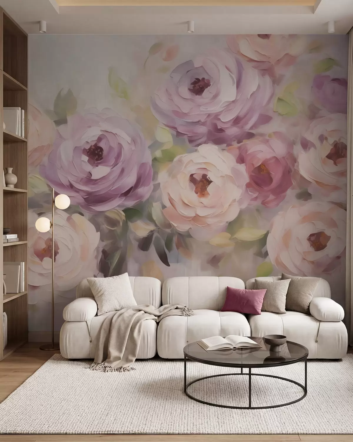 Fotobehang Abstracte rozen, imitatie van een schilderij w05996