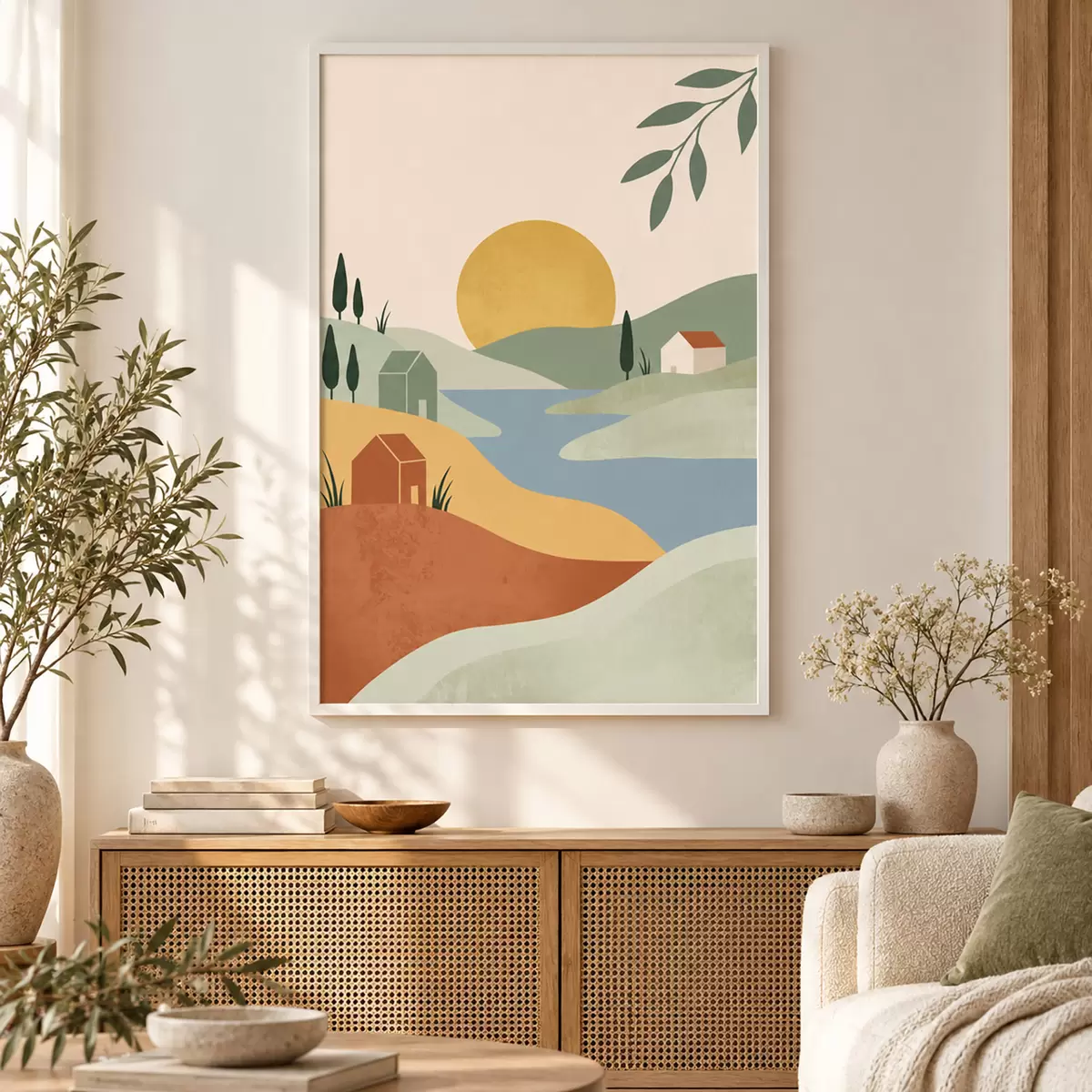Poster Rustig landschap met zachte kleuren f50729
