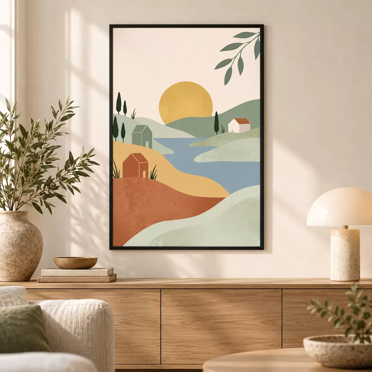 Poster Rustig landschap met zachte kleuren f50729