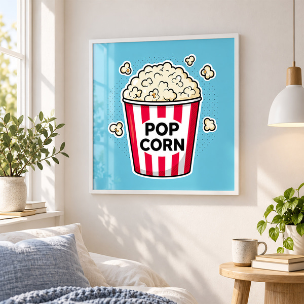 Poster Tussendoortje met heerlijke popcorn, Posters met eten en drinken, f50791wh : Uwalls